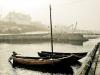 Wood boats, foggy morning