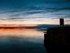 Harbour sign at sunset